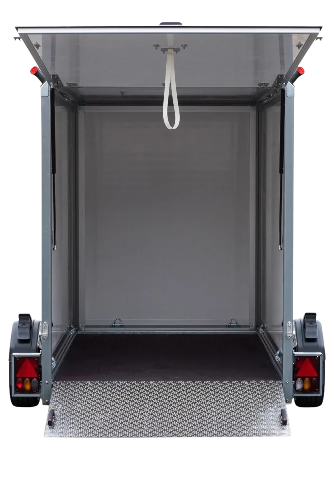 STEMA Motorradtransporter WOM XT Absenkkofferanhänger 1.300 kg, 251 x 153 cm. gebremst