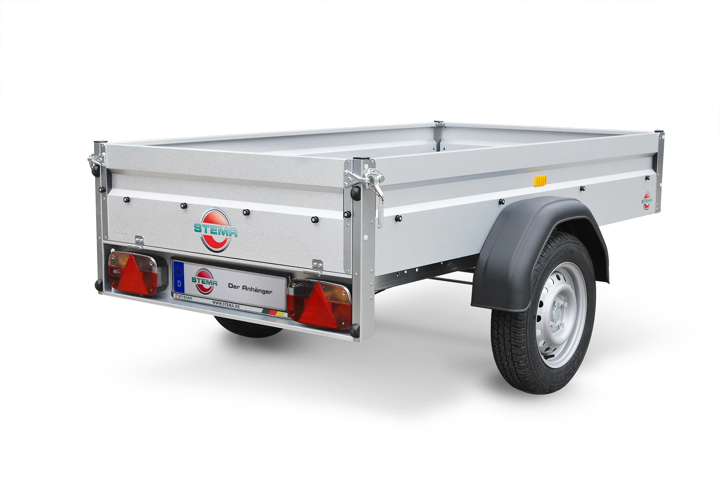 STEMA Kastenanhänger FT 1.000 kg, 201x108 cm, gebremst mit Gitteraufsatz, Abstellstützen (beigelegt)