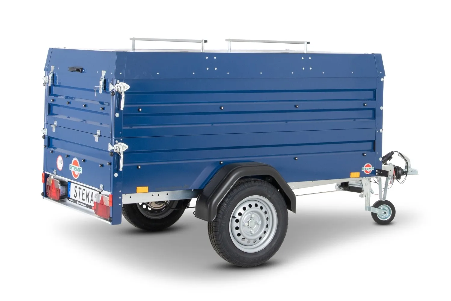 STEMA Deckelanhänger FT 850 mit BWA und Deckel, 201x108x81 cm, gebremst, RAL 5003 Saphirblau