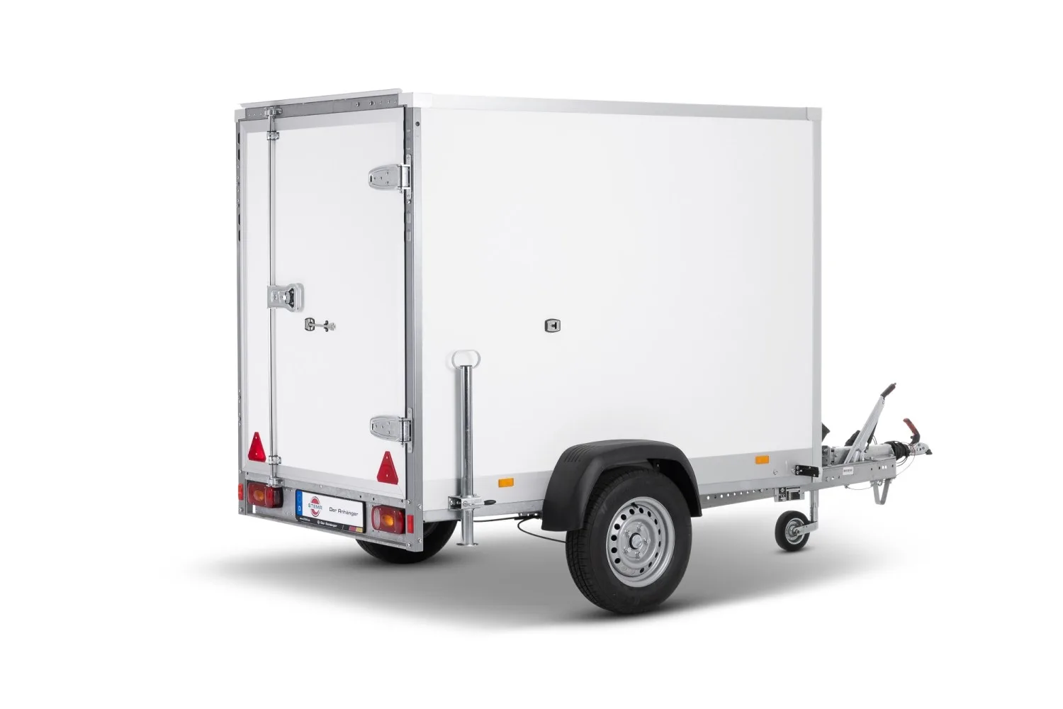 Kofferanhänger P-BOX-Plywood, 1.500 kg, gebremst, Hecktür 255x132x154 cm
